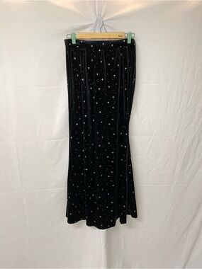 Cider Black Velvet Star-Print Maxi Skirt size XL